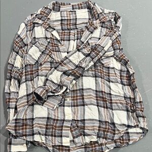 Lucky Brand Brown and Cream Plaid Shirt
